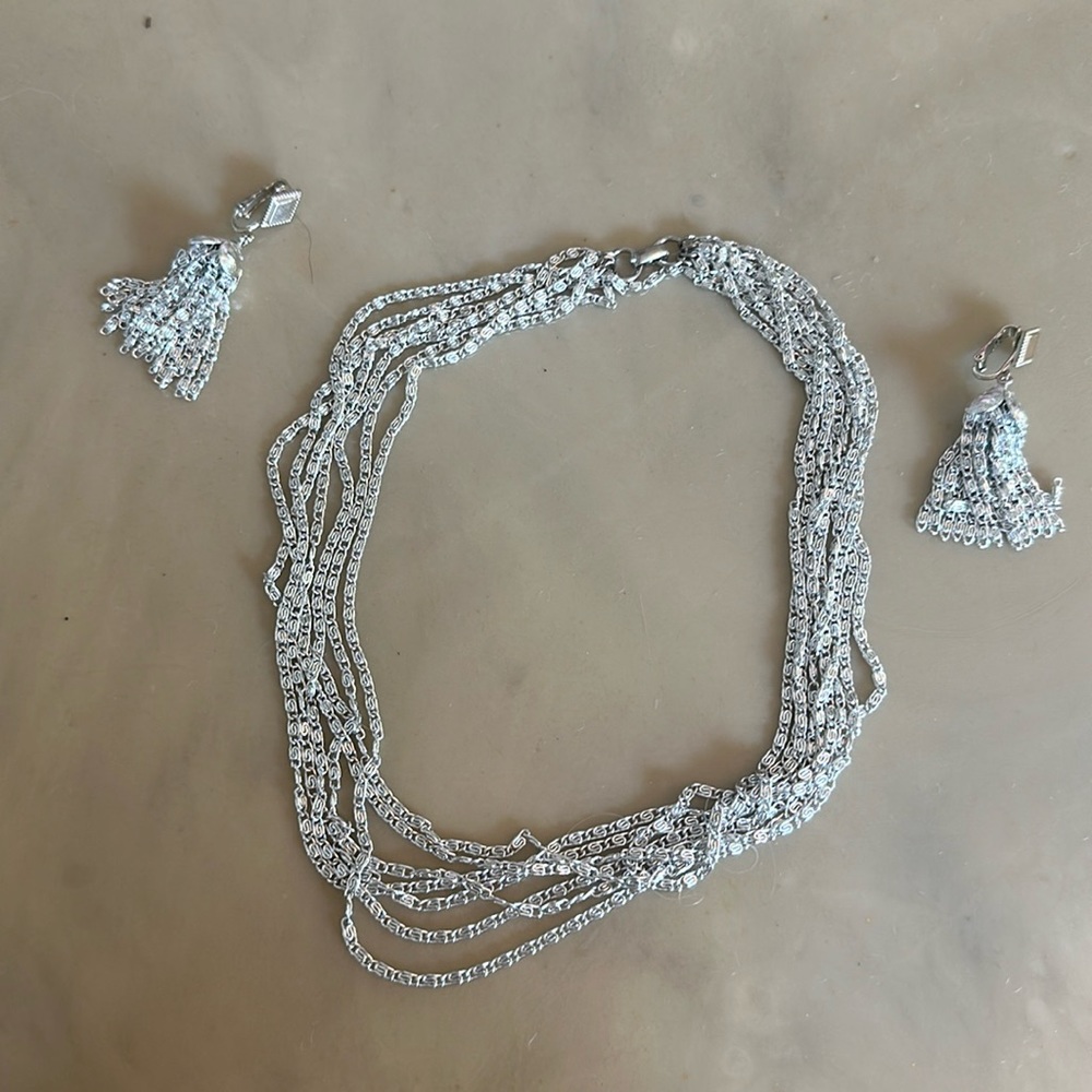 Vintage silver necklace and earring set